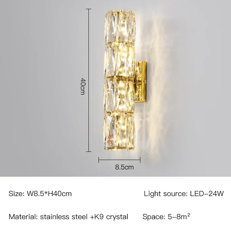 DecorBites™ Applique Murale en Cristal : Design Nordique LED Luxe, Or/Chrome Artistique pour Salon, Chambre à Coucher