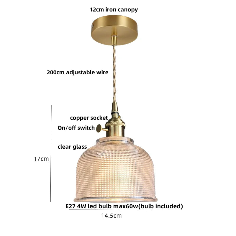 DecorBites™ Cullet Glass LED Pendant Lamp with Walnut Copper Design for Living and Dining Room