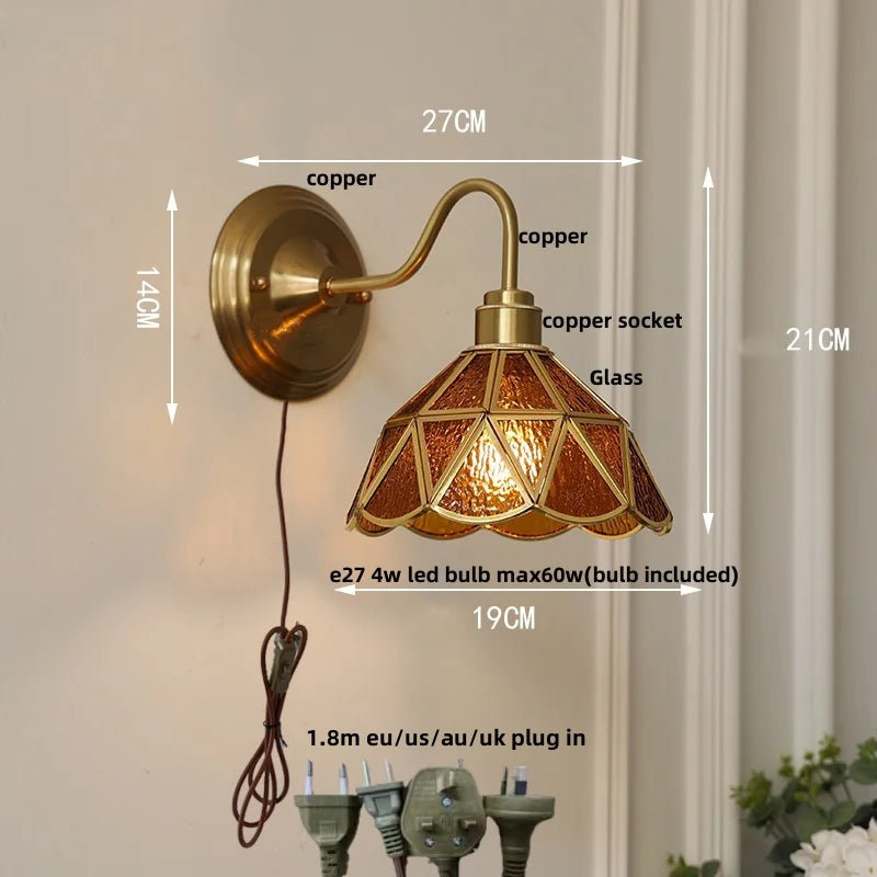 DecorBites™ Glass Brass Wall Sconce LED Light Fixture for Dining Living Room Bathroom Mirror