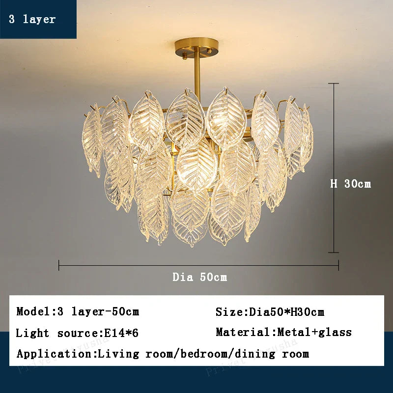 DecorBites™ ثريا أوراق الشجر الزجاجية الفاخرة لغرفة الطعام