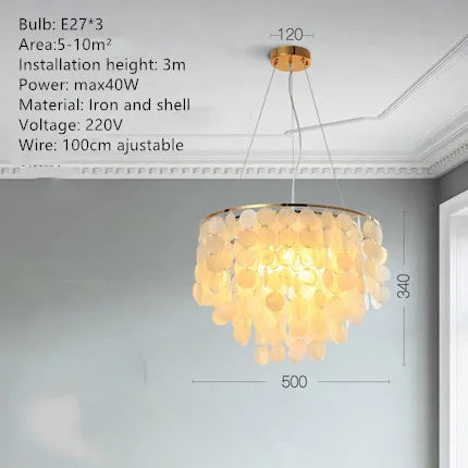 DecorBites™ Gold Shell Chandelier Lanterns for Living Room, Restaurant, and Bedroom