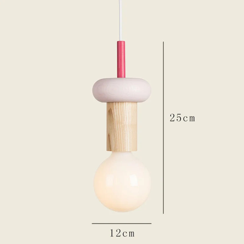 Nordic Wood Pendant Light With Iron Accent