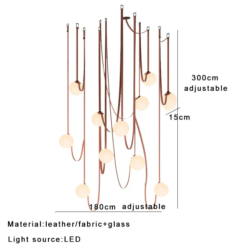 مصباح معلق DecorBites™ Leather Glass Ball لغرفة المعيشة، بتركيب حزام قابل للتعديل يمكنك تصنيعه بنفسك