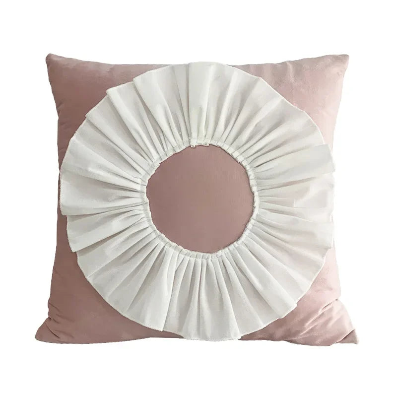 DecorBites™ 3D Velvet Flower Pillow Covers in Yellow Beige 45x45cm