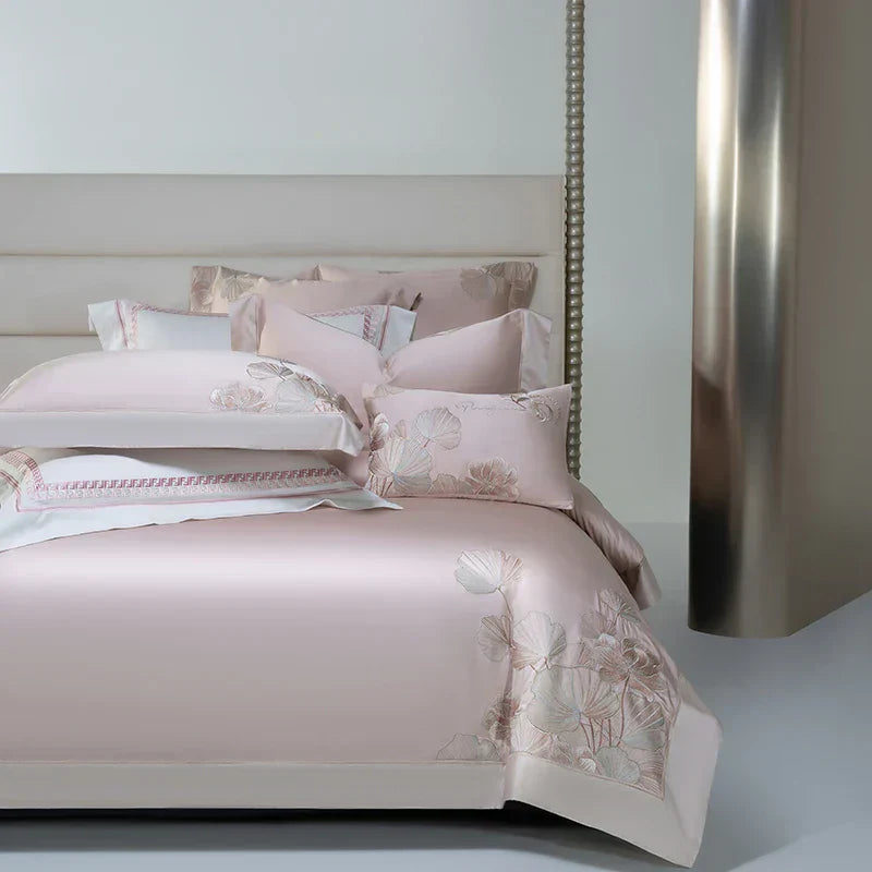 DecorBites™ Cotton Flowers Embroidery Bedding Set with Soft Silky Finish