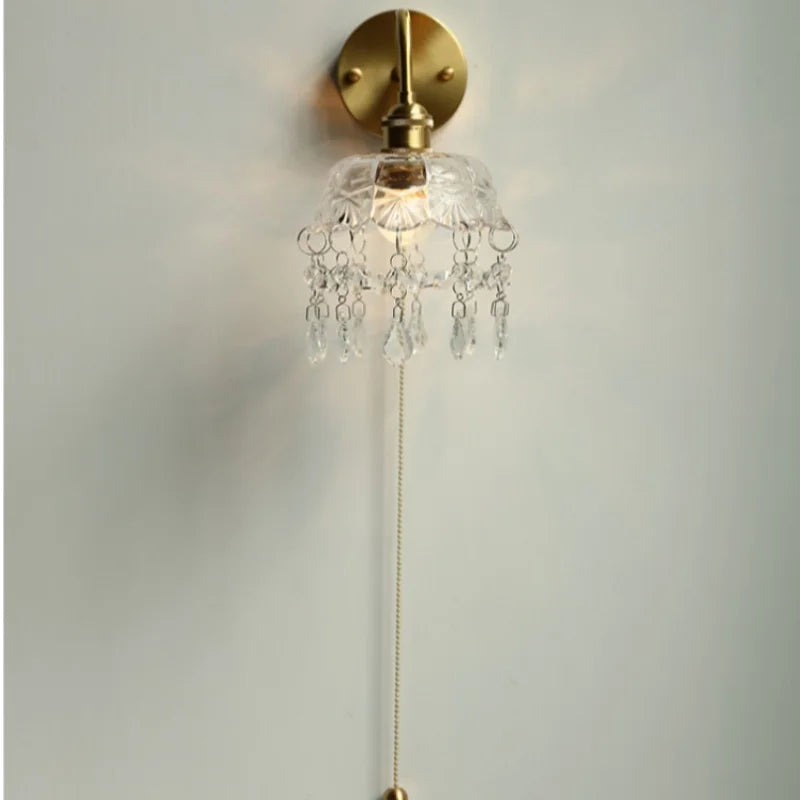 DecorBites™ Crystal Glass LED Wall Light with Pull Chain Switch, Nordic Modern Design