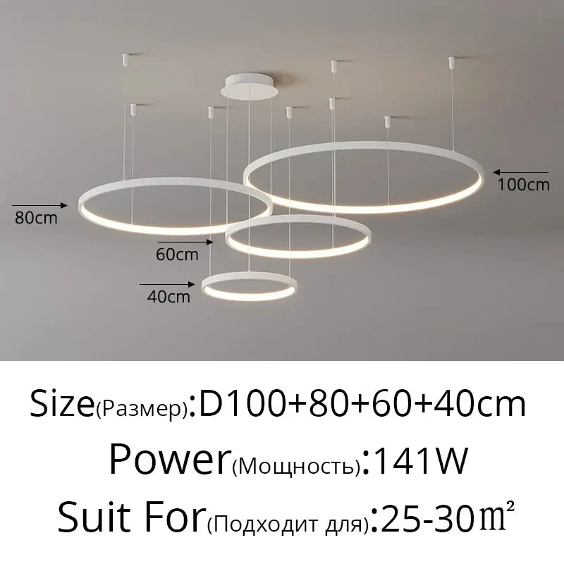 مصباح قلادة حلقي LED أكريليك DecorBites™، تصميم حديث بسيط للثريا الفنية