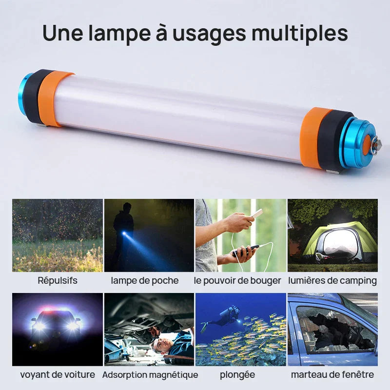 Lampe de camping LED DecorBites™ : Portable, étanche, rechargeable, lampe torche magnétique