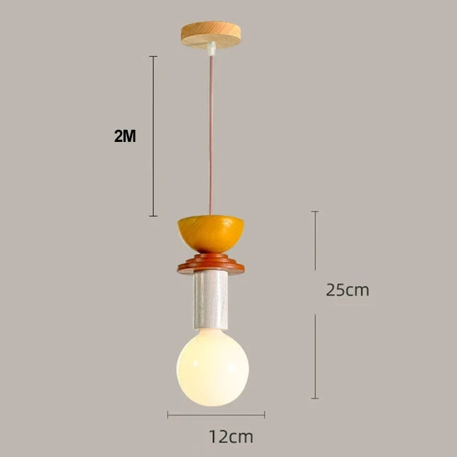 Nordic Wood Pendant Light With Iron Accent