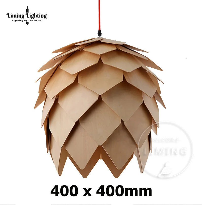 Nordic Oak Pinecone Wood Pendant Light