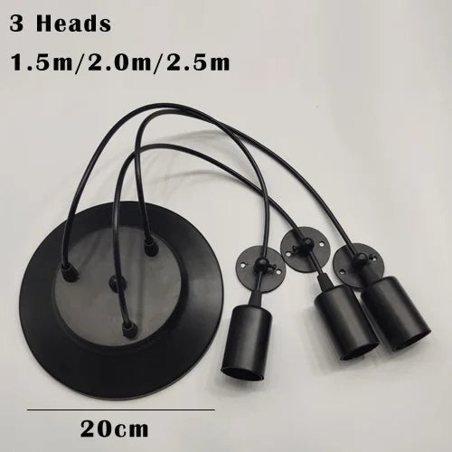 Black Industrial Spider Pendant Light, 6-Light Iron
