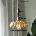 DecorBites™ Amber Flower Glass Pendant Lamp, Modern Nordic LED Hanging Light for Kitchen Living Room