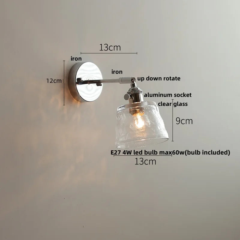 DecorBites™ Iron Rotate LED Wall Light Modern Pull Chain Switch Clear Glass Wandlamp