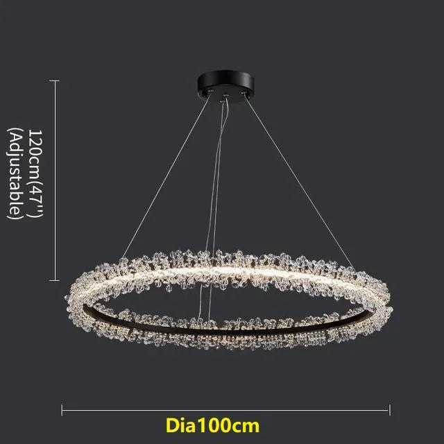 DecorBites™ Crystal Gold Ring LED Chandelier for Home Decoration Luxurious Living Room Dining Bedroom