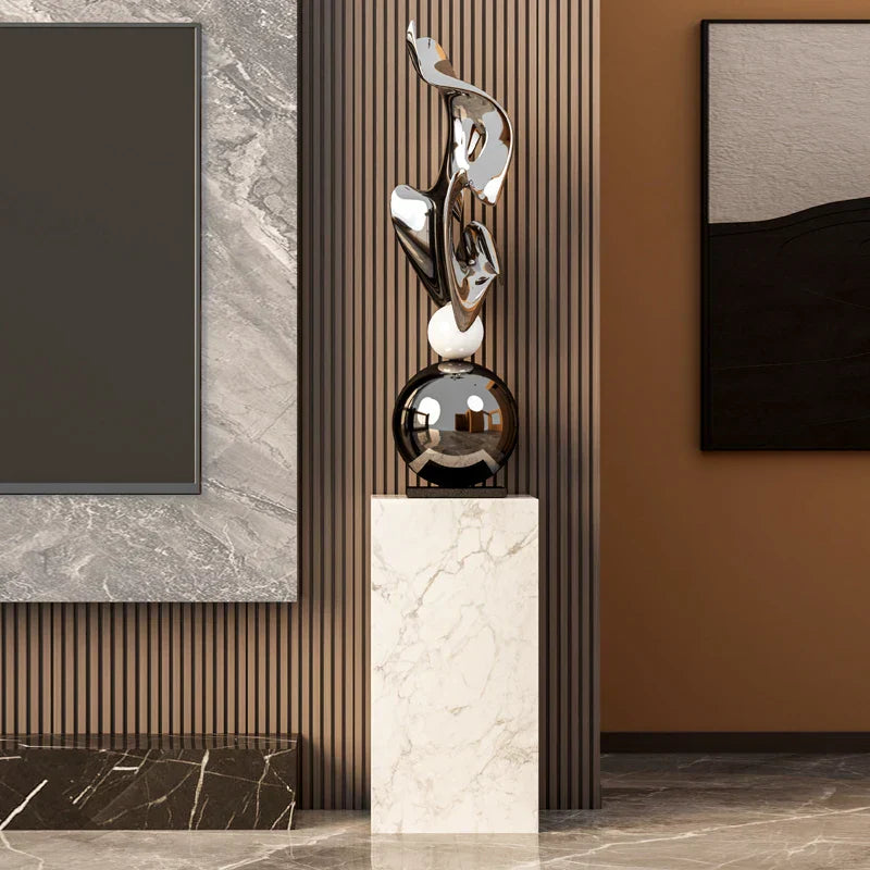 DecorBites™ تمثال فني هندسي مطلي بالكهرباء لديكور المنزل العصري الفاخر