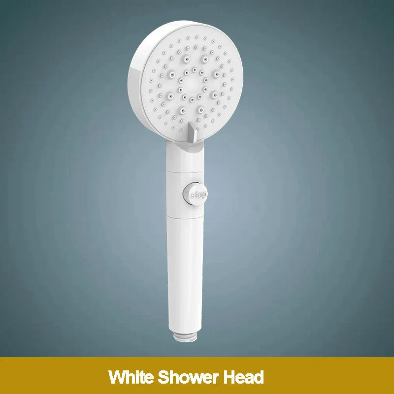 DecorBites™ 5-Function Shower Head with Stop Button, 10cm Panel, Silicone Gel Holes