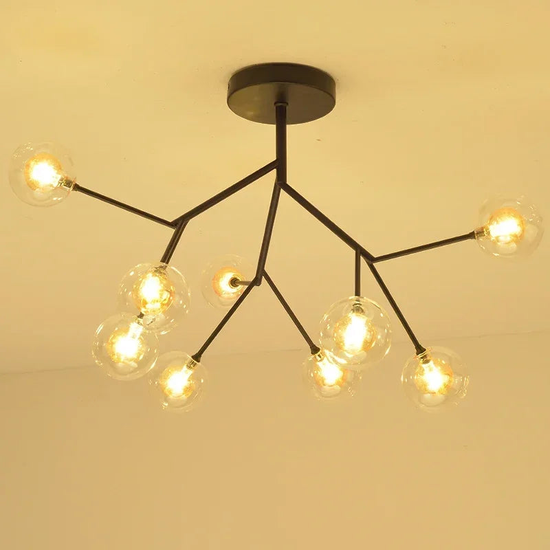 DecorBites™ Heracleum Firefly Glass Round Ball Chandelier - Luxury Staircase Dining Room Lighting