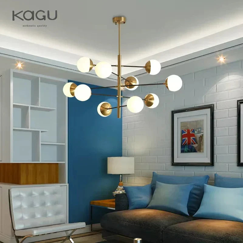 DecorBites™ Golden Glass Magic Bean Chandelier: Modern Luxury for Living Room & Dining Room