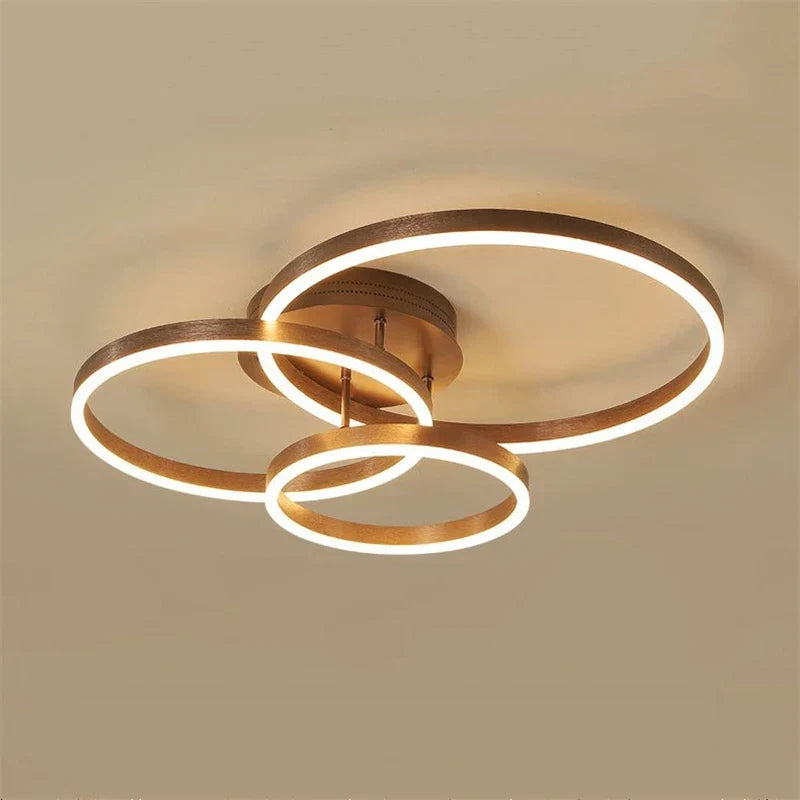 DecorBites™ مصباح سقف LED دائري ذهبي للقهوة مع غطاء مصباح أكريليك - وحدة إضاءة إبداعية لغرفة المعيشة