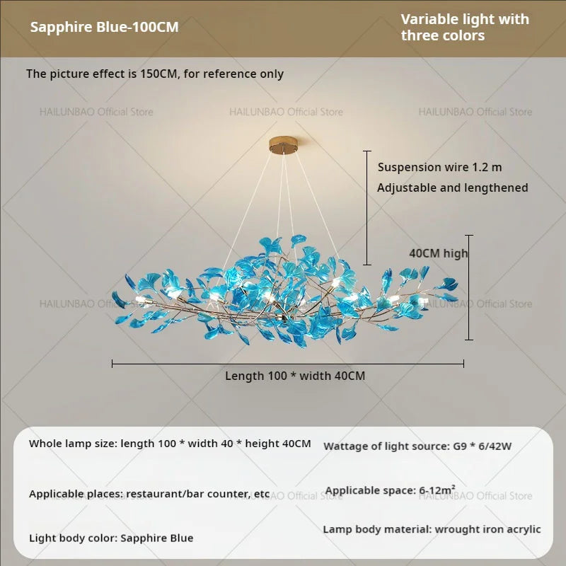 DecorBites™ Gingko Leaf Chandelier: Modern Luxury Art Decor for Home, Restaurant & Bar