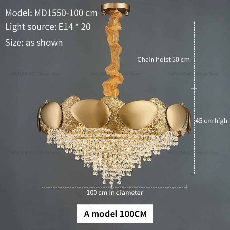 DecorBites™ Crystal Chandelier: Modern Round Headlight for Livingroom and Master Bedroom
