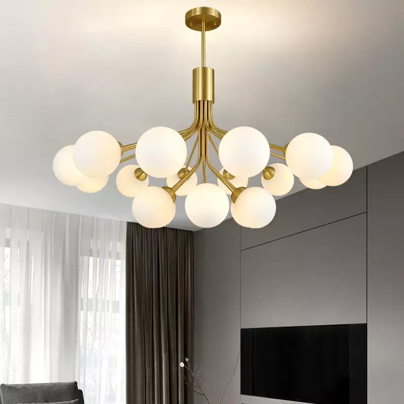 DecorBites™ ثريا كرة زجاجية ذهبية: إضاءة LED فاخرة لغرفة الطعام والمطبخ والمقهى