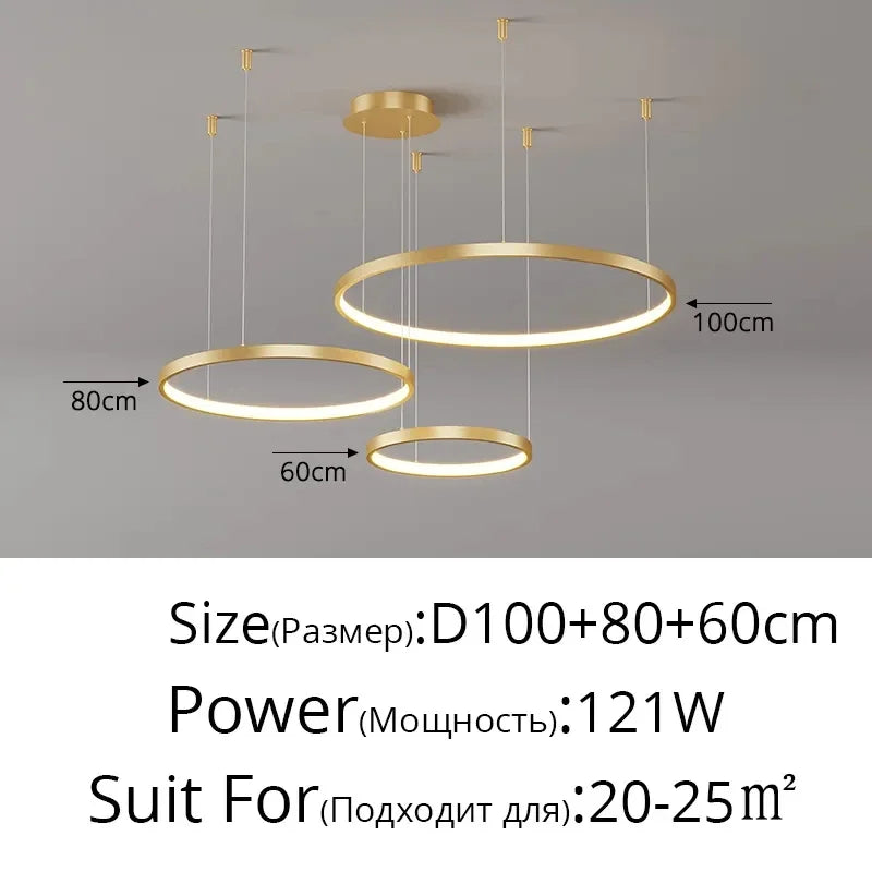 مصباح قلادة حلقي LED أكريليك DecorBites™، تصميم حديث بسيط للثريا الفنية