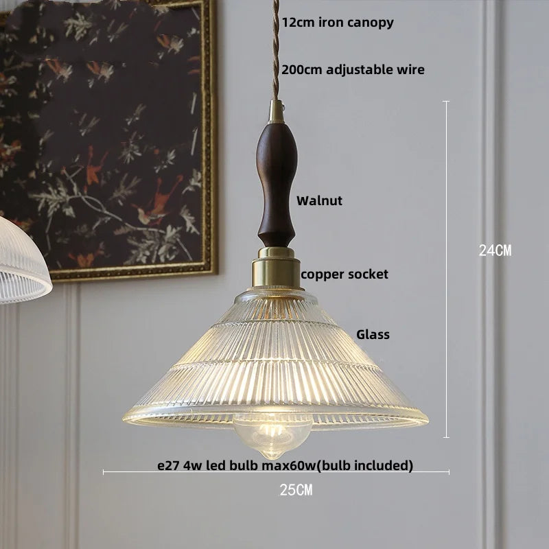 DecorBites™ Clear Glass Nordic LED Pendant Light Fixture with Brass Knob Switch