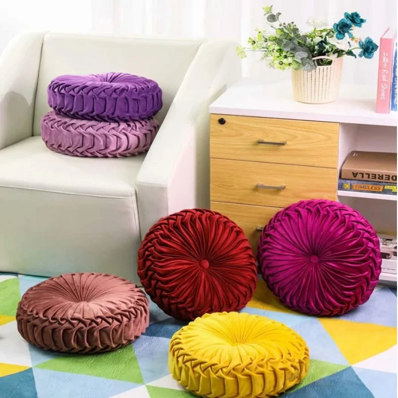 DecorBites™ 3D Pumpkin Vehicle Wheel Round Velvet Throw Pillow for Couch Decor