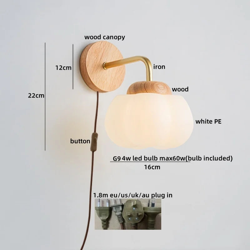 DecorBites™ Cotton LED Wall Lamps with Pull Chain Switch for Restaurant Living Room Bedroom