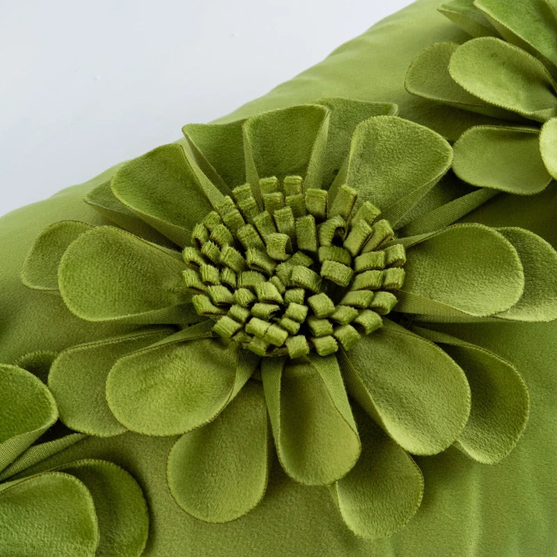 غطاء وسادة ديكور بايتس™ Green Flower لمقعد السيارة والأريكة، ديكور منزلي، وسادة مربعة