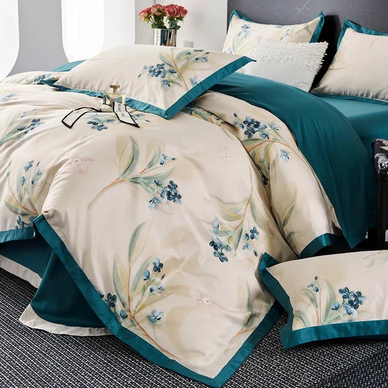 طقم مفروشات أسرة من القطن المصري™ ماركة DecorBites مقاس كوين وكينج ومزدوج، مطبوع