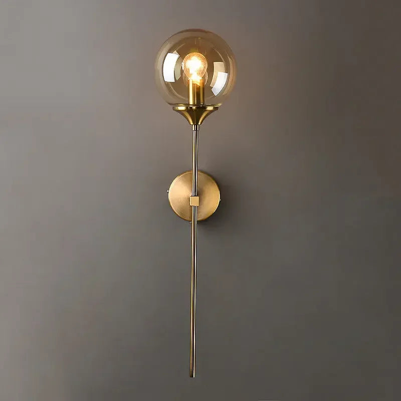 DecorBites™ Golden Glass Ball Wall Lamp: Modern Nordic Style Bedside & Living Room Lighting