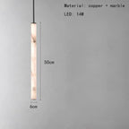 Cylindrical Marble Pendant Light in Black Brass