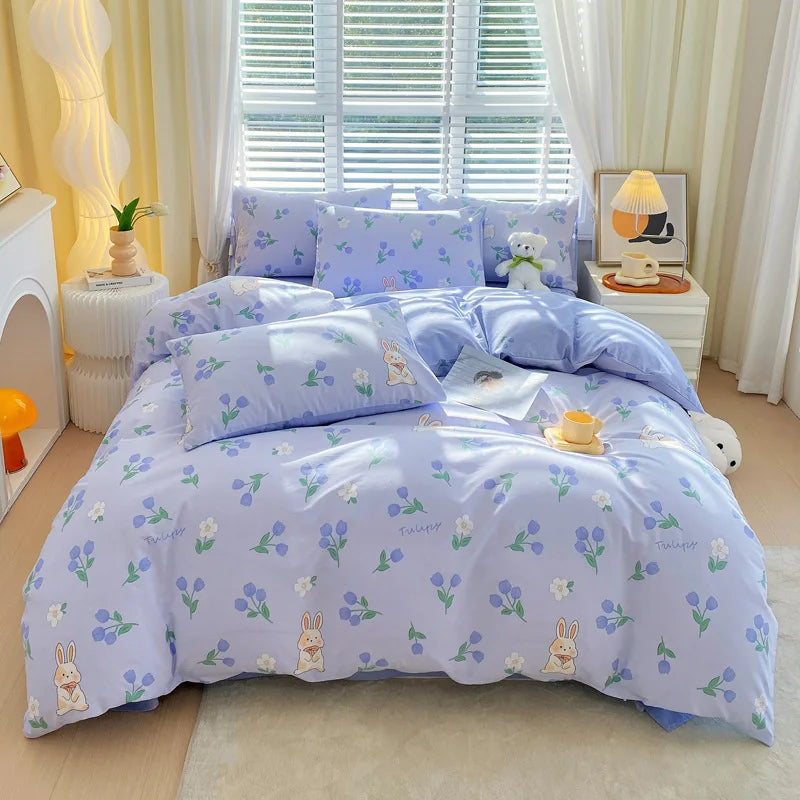 DecorBites™ Cotton Single Duvet Cover - Skin Friendly Quilt Cover for Single King Bed