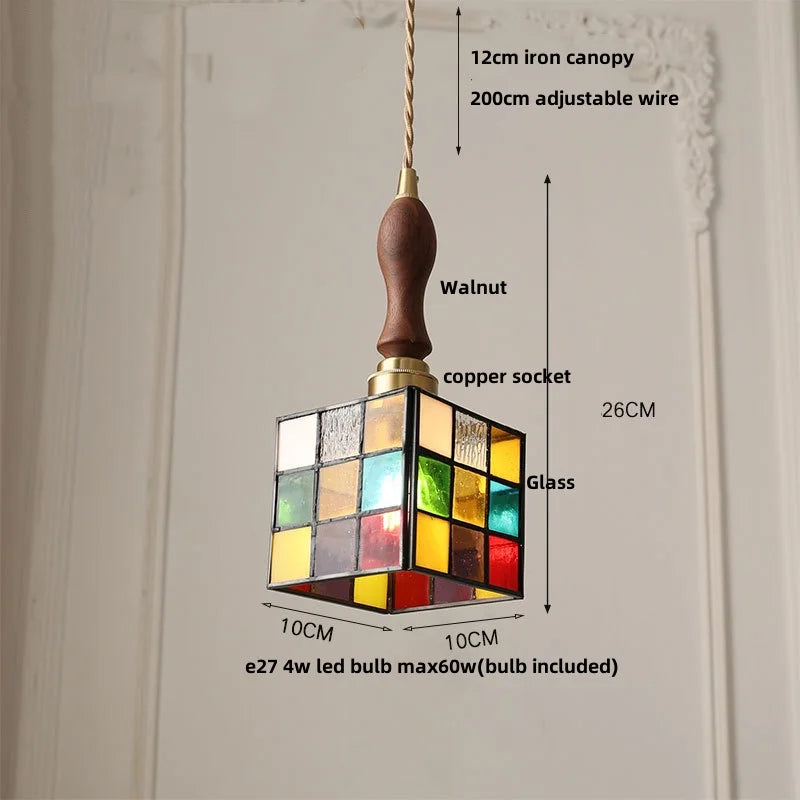 DecorBites™ Glass LED Pendant Lamp Tiffany Style Hand Stitch Dining Room Light