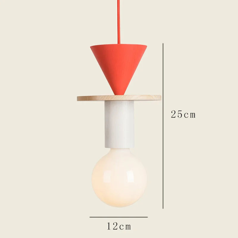 Nordic Wood Pendant Light With Iron Accent