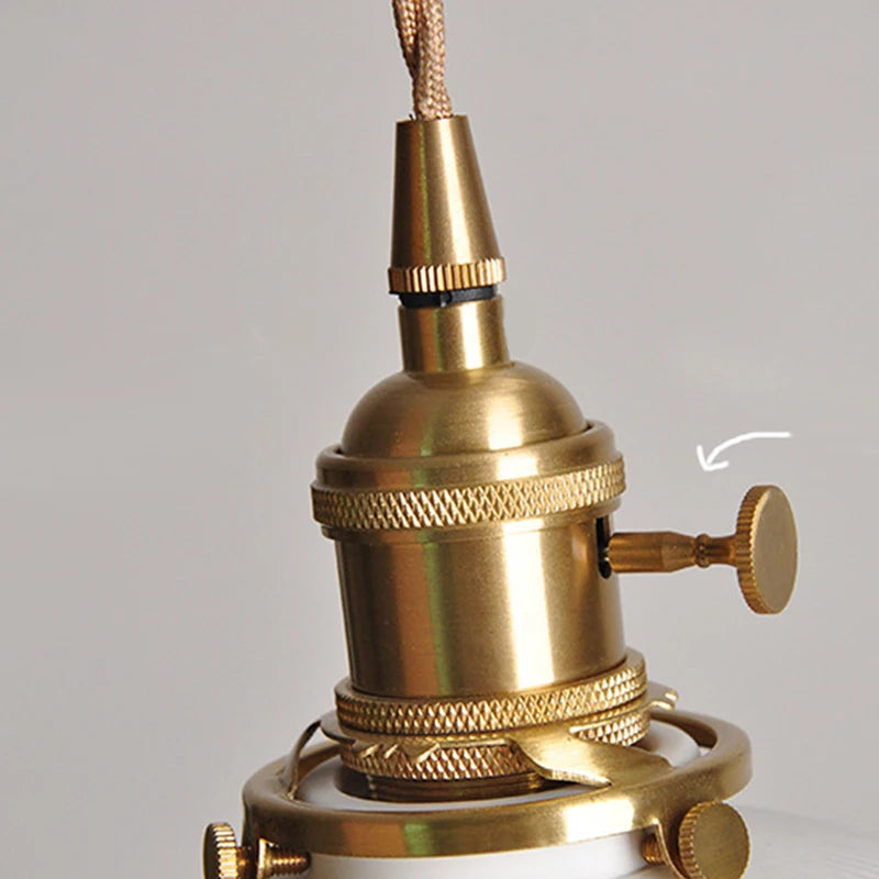 Japanese Ceramic Pendant Light in White and Bronze