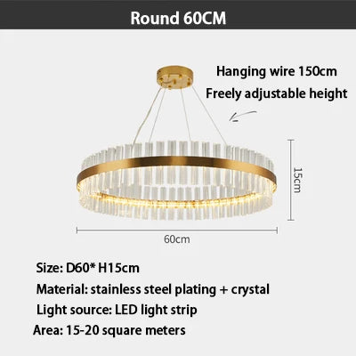 DecorBites™ ثريا كريستال ذهبية: إضاءة LED فاخرة وعصرية لغرفة الطعام والمعيشة وغرفة النوم