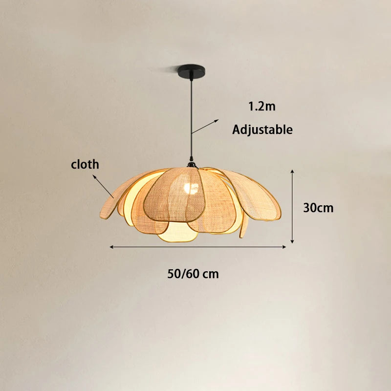 Hand-Woven Natural Rattan Petal Pendant Light