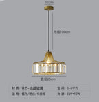 Nordic Crystal Round Pendant Light in Black Iron