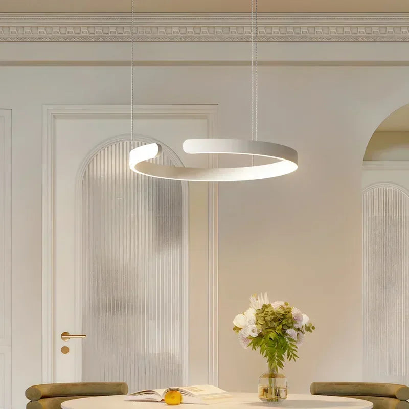 Modern Ring LED Pendant Light in Black or White