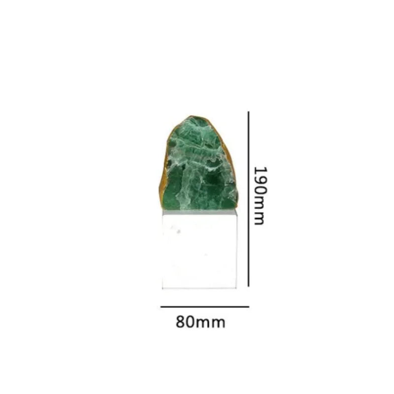 DecorBites™ Green Agate Crystal Stone Figurine on Marble Base for Home Decor