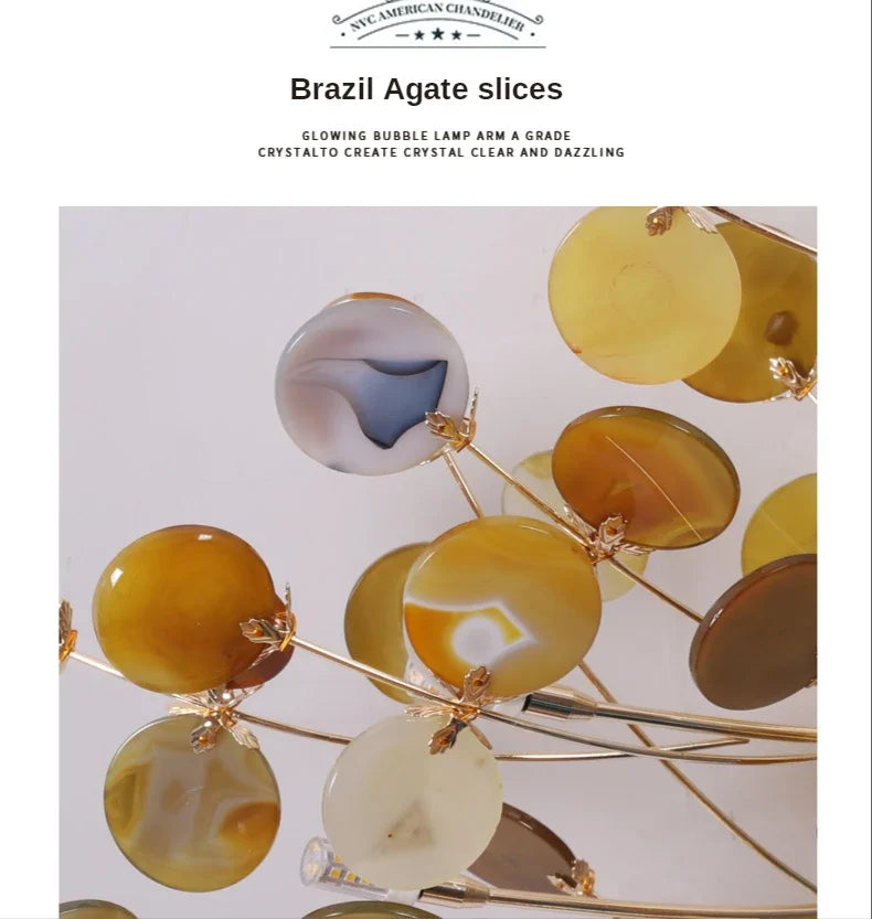مصباح سقف DecorBites™ Leaf Agate: تصميم إسكندنافي عصري من اليشم لغرفة المعيشة والمطعم وغرفة النوم