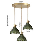 Korean Retro Glass Pendant Light With Wood Accent