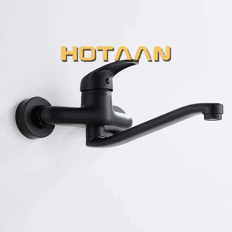 DecorBites™ Dual Hole Kitchen Faucet, Black Brass Chrome Mixer Tap for Sink