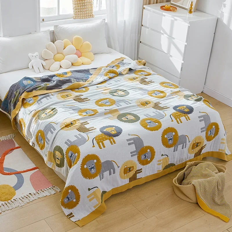 DecorBites™ 100% Cotton Nordic Throw Blanket - Soft Gauze Bedspread for Bedroom & Sofa