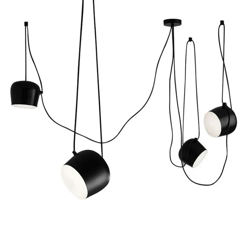 DecorBites™ ثريا LED أسطوانية سوداء للمطبخ والمطعم - مصباح سقف صناعي بتصميم عنكبوتي