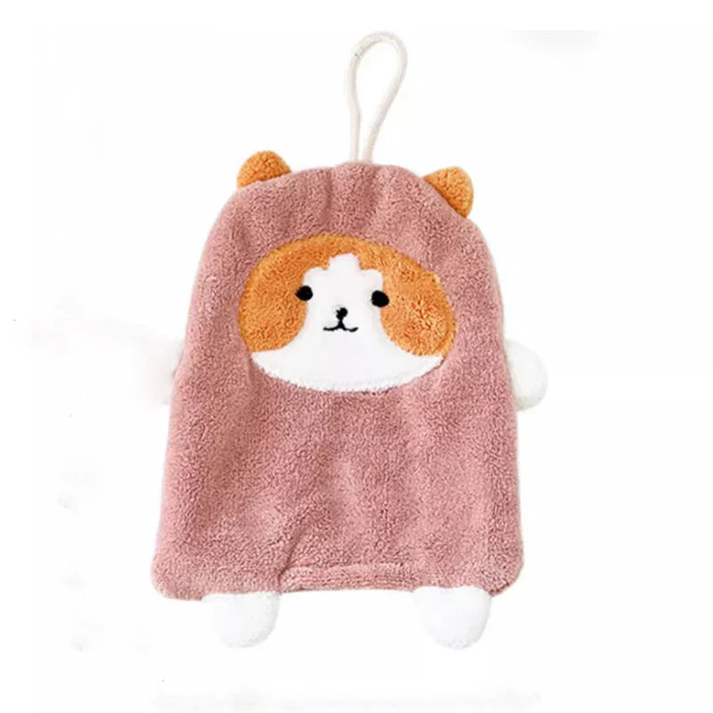 DecorBites™ Coral Plush Cat Microfiber Hand Towel: Cute Quick-Drying Kitchen Bathroom Accessory