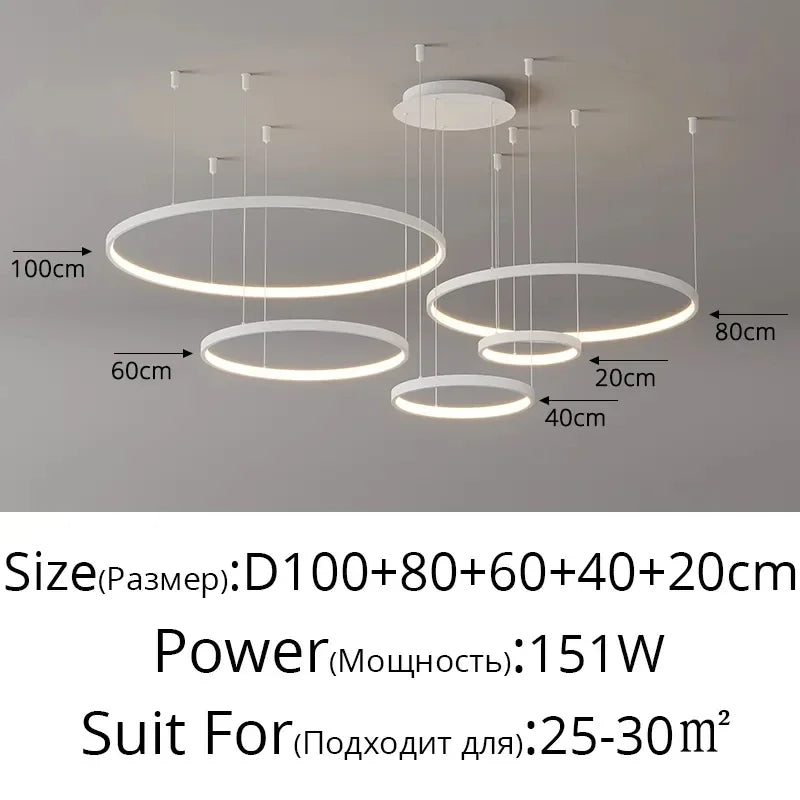 مصباح قلادة حلقي LED أكريليك DecorBites™، تصميم حديث بسيط للثريا الفنية